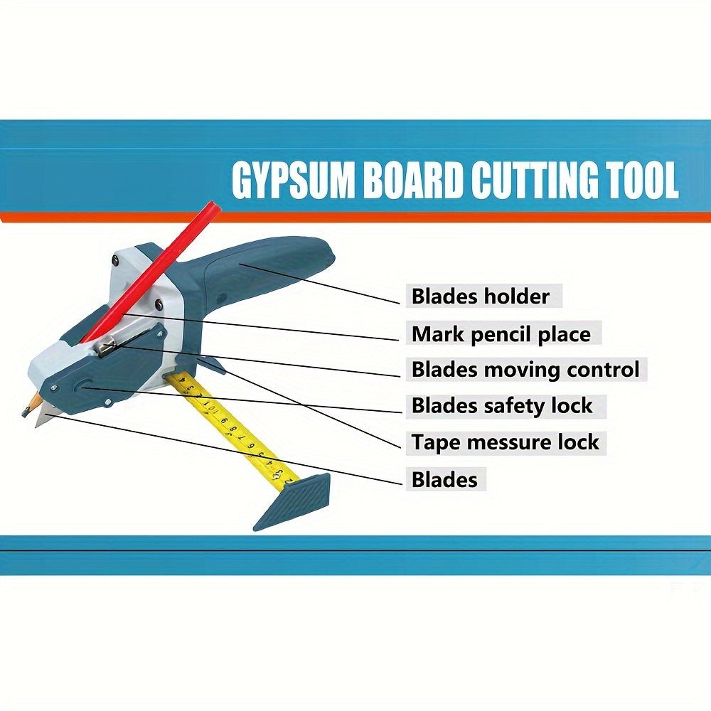 Effortlessly Cut Plasterboard with This Professional Gypsum Board Cutter - Drywall Sheetrock Foam KT Cardboard Cutting Tool - Easy Glide Precision Blade & Tape Measure - Time - Saving for Home DIY & Professional Use - Kenner House Emporium