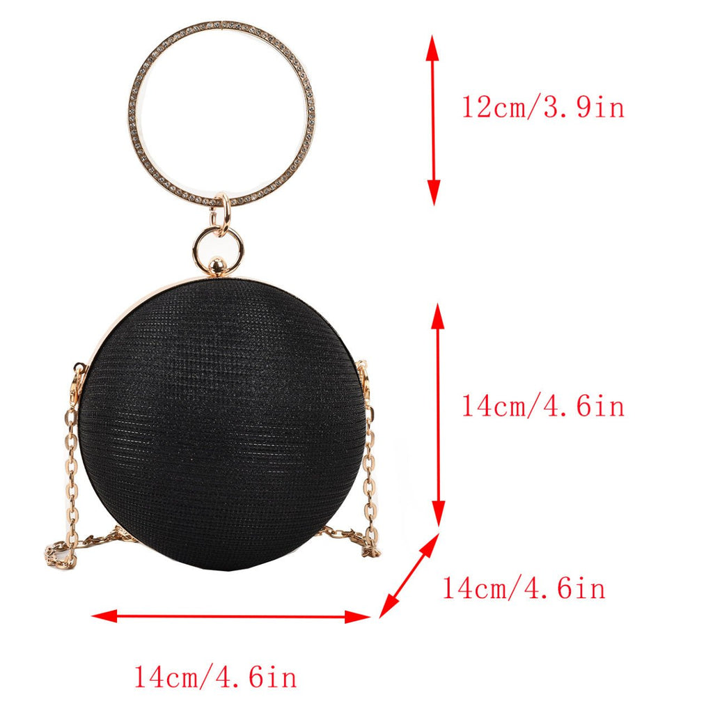 Light Luxury Spherical Bag Fashionable Versatile Round Ball Handbag, Shiny Evening Clutch, Women'S Classic Party Tote for Carnival Music Festival - Kenner House Emporium