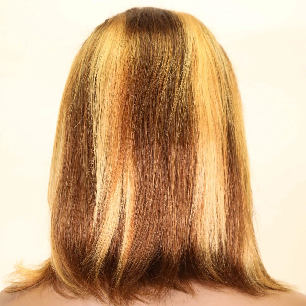 100% Human Hair Wigs 13x4 Lace Human Hair Lace Frontal Wig Ready Wear Bob Wigs 220Density For Black Women 4/27 Color Gold - Kenner House Emporium