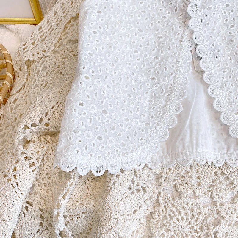 Girls Summer Clothing Sets Hollow Lace Suit Baby Casual Sleeveless T-shirt+Shorts Kids Clothing Sets Baby Clothes Outfits - Kenner House Emporium