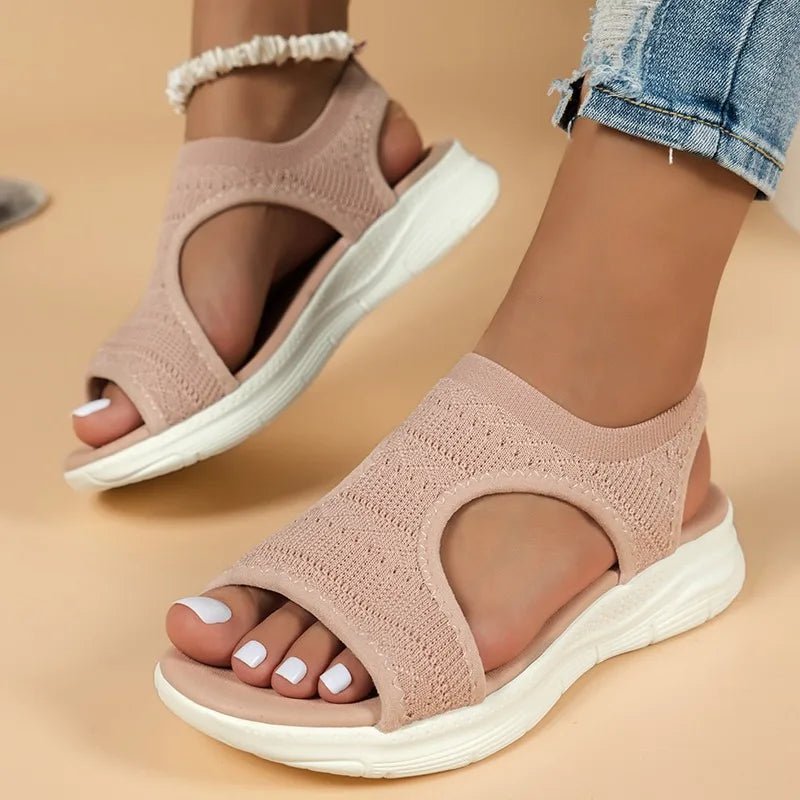 Women's Shoes 2025 Summer Comfortable Casual Sports Sandals Women's Beach Wedge Sandals Women's Mesh Knitted Roman Sandals - Kenner House Emporium