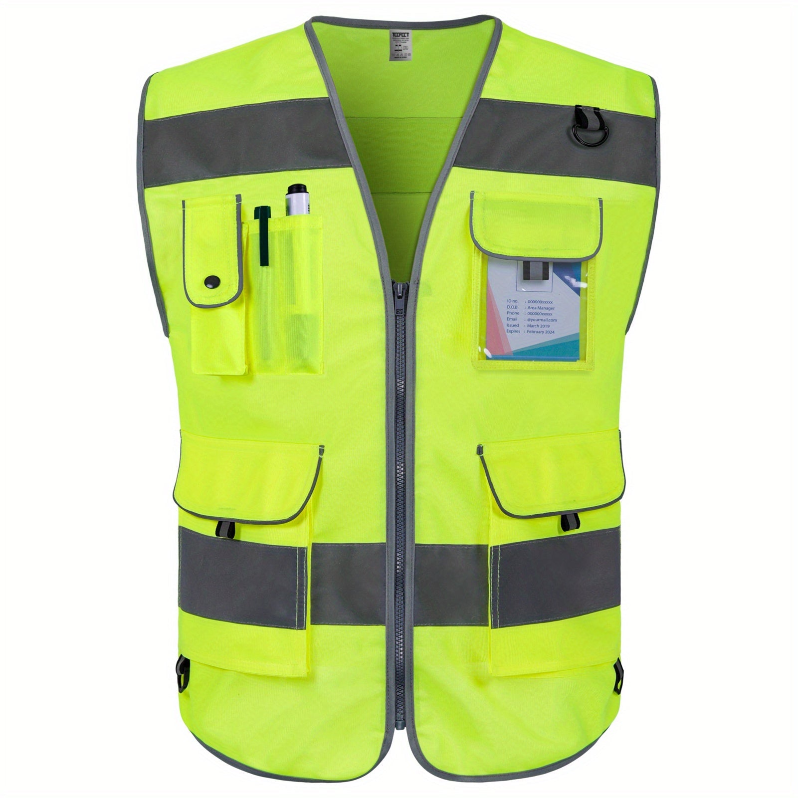 TCCFCCT Safety Vest for Men Women 9 Pockets High Visibility Reflective Vest for Safety, Premium 120g Fabric with Reinforced Sewing, Hi Vis Construction Work Vest for Surveyors, Drivers and Warehouse, Meets ANSI/ISEA Standards - Kenner House Emporium