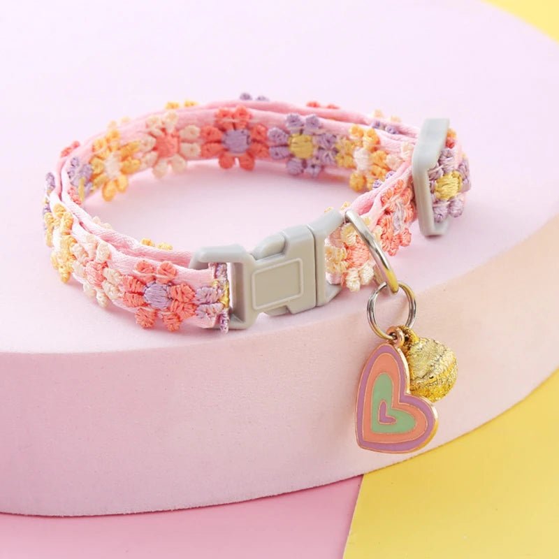Pet Collar With Bell Cartoon Footprint Colorful Dog Puppy Kitten Collar Adjustable Safety Bell Ring Necklace Pet Accessories - Kenner House Emporium