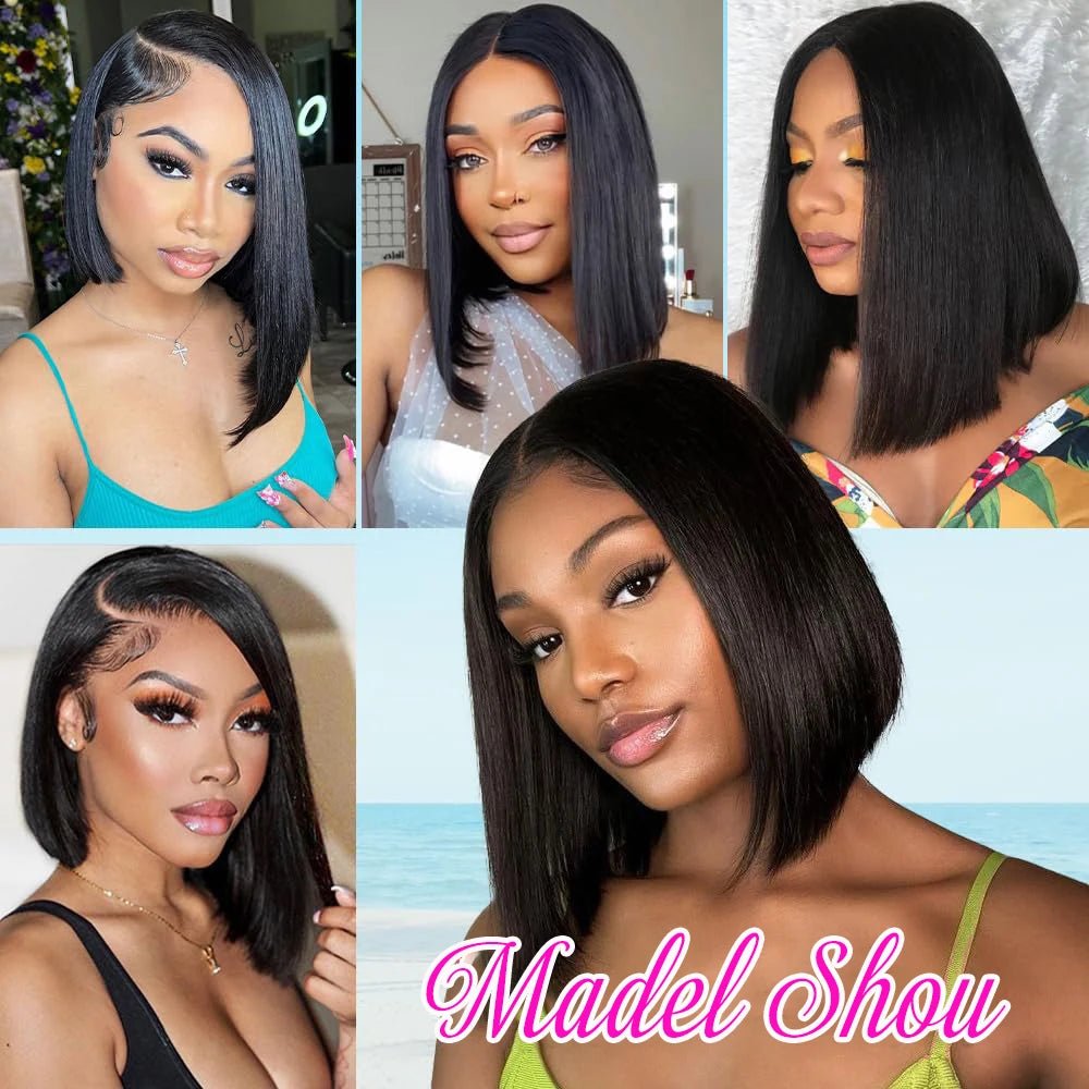 Bob Wig Human Hair 13x4 Hd Lace Front Human Hair Wigs For Black Women Glueless Lace Front Wigs Pre Plucked Pre Cut Straight Bob - Kenner House Emporium