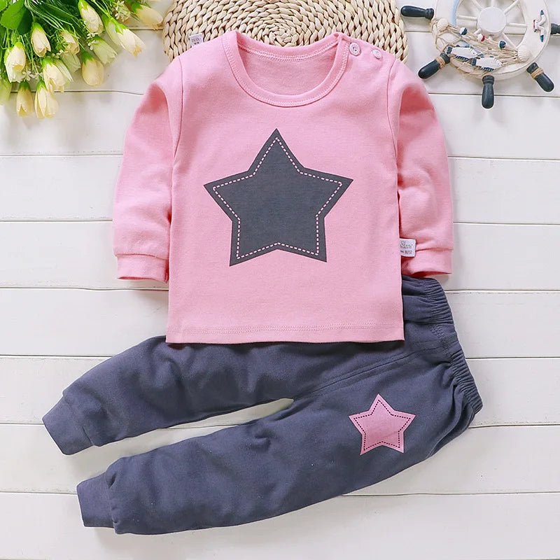 Cotton baby girl clothing winter newborn baby clothing set 2 sets of spring children's pajamas 0 - 5 year old baby cartoon casual - Kenner House Emporium