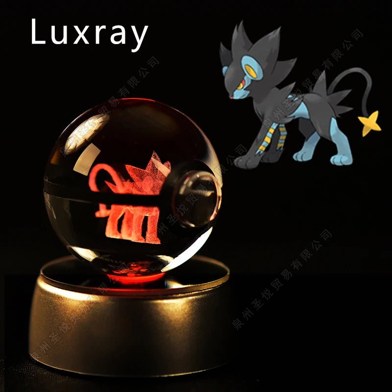 Pokemon Crystal Ball 3D Pikachu Gengar Mewtwo Night Light Lamp Pokeball 3D Glass Pokemon Crystal Ball Statue Kids Birthday Gift - Kenner House Emporium