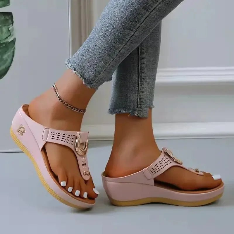 Summer Sandals Women 2025 Big Size Platform Wedges Sandals Slippers Non - Slip Open Toe Flip Flops Ladies Comfortable Beach Shoes - Kenner House Emporium