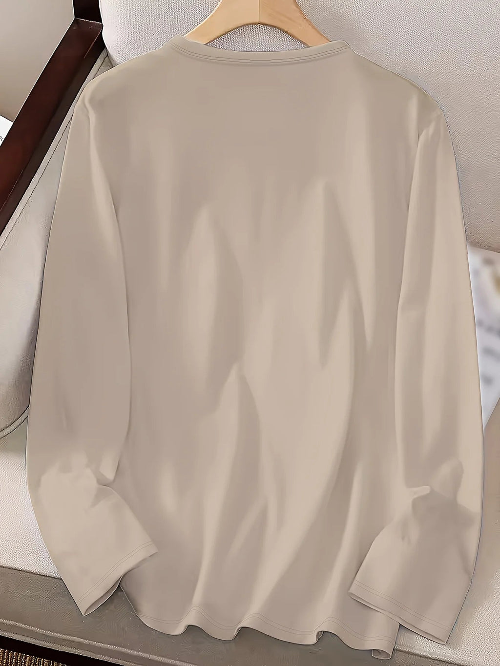 Women's Spring and Autumn 100% pure cotton fashionable casual loose cross letter pattern printed round neck long sleeved T-shirt - Kenner House Emporium