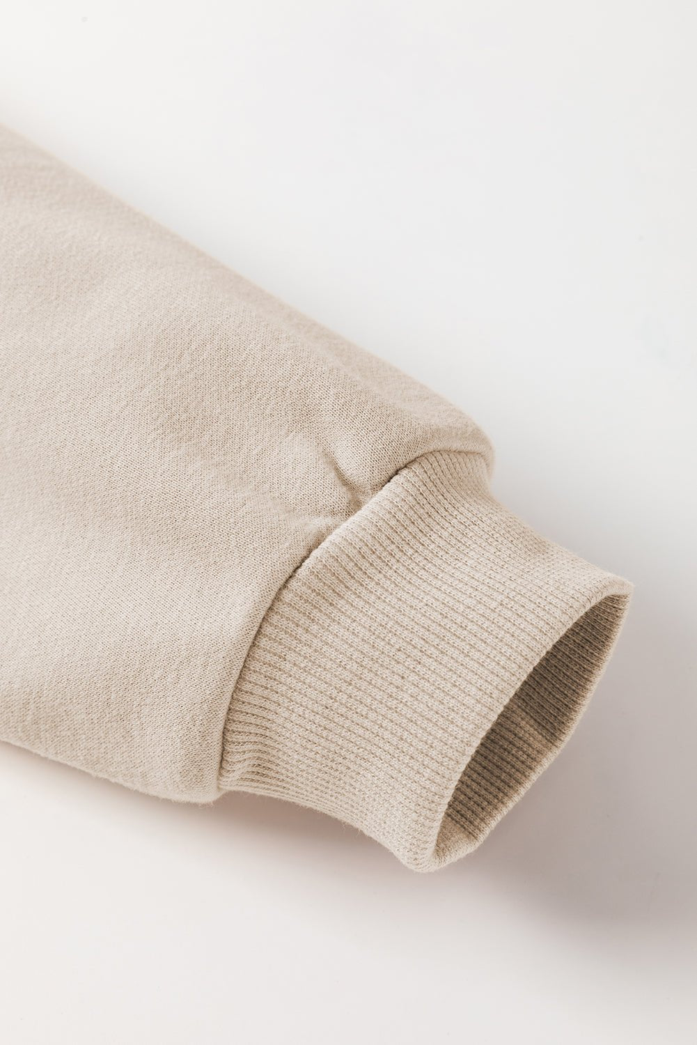 Parchment Crochet Patchwork Exposed Seam Ribbed Trim Sweatshirt - Kenner House Emporium