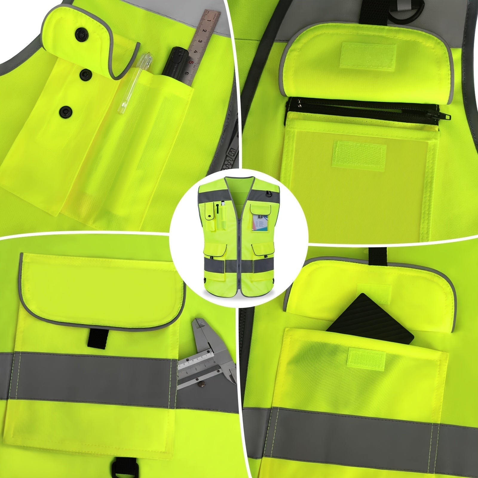 TCCFCCT Safety Vest for Men Women 9 Pockets High Visibility Reflective Vest for Safety, Premium 120g Fabric with Reinforced Sewing, Hi Vis Construction Work Vest for Surveyors, Drivers and Warehouse, Meets ANSI/ISEA Standards - Kenner House Emporium