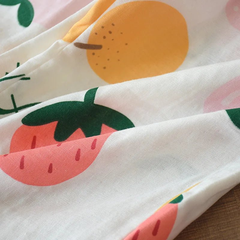 2023 Japanese - style kimono pajamas set seven - sleeve female spring and autumn 100% cotton gauze home clothes cute sweet 2 - piece - Kenner House Emporium