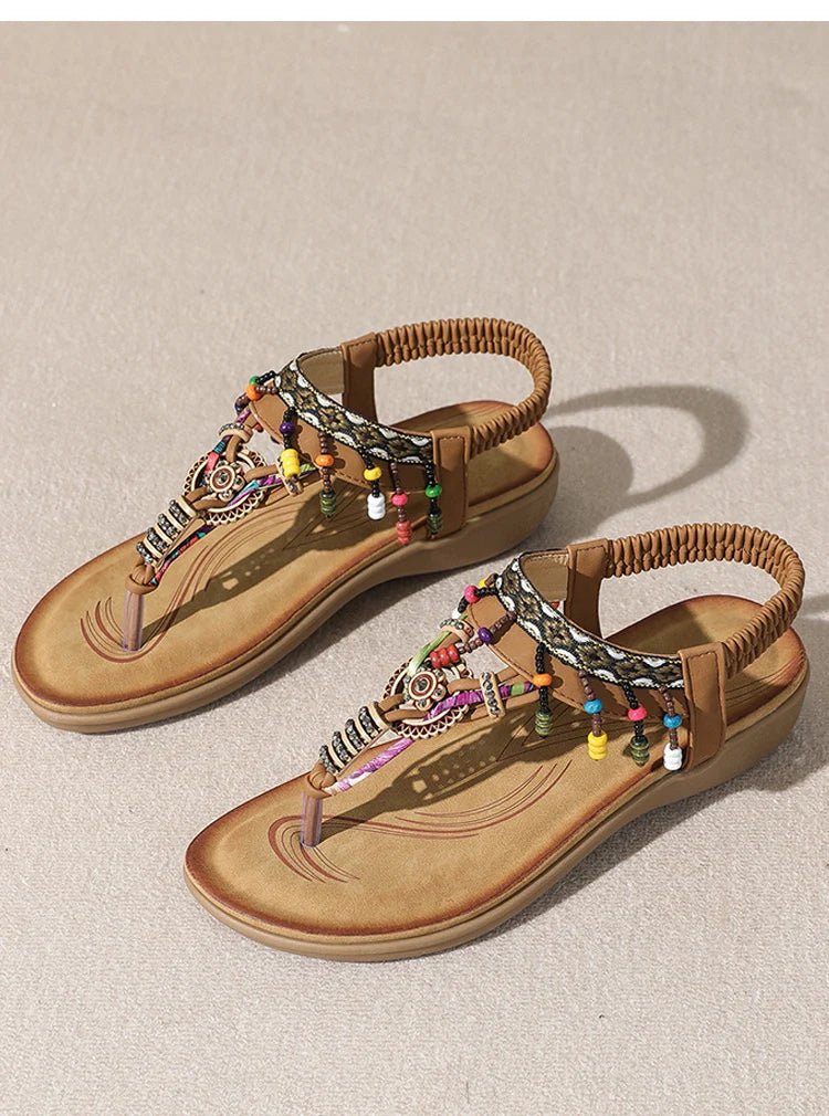 Women's Sandals Women Low Heels Flat Sandals Summer 2025 Bead String Flip Flops Woman Shoes Summer Footwear Sandalias De Mujer - Kenner House Emporium
