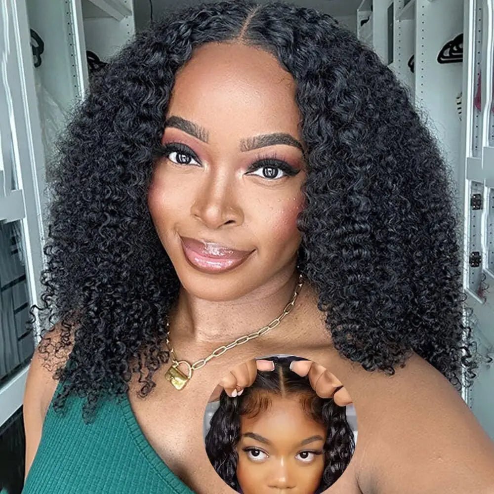 Glueless Bob Wig ISEE Hair Wear And Go Kinky Curly Lace Front Wig Human Hair Short Deep Curly Wigs PrePlucked Human Wigs - Kenner House Emporium