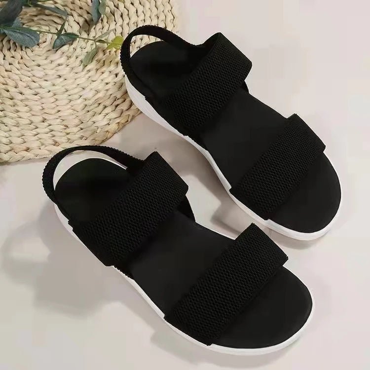 Sandals Elegant Low Heel Women's Orthopedic Shoes Women's Open Toe 2023 Solid Color New Large 25 - 45 Flat Thick Heel Casual Shoes - Kenner House Emporium
