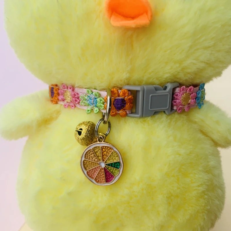 Pet Collar With Bell Cartoon Footprint Colorful Dog Puppy Kitten Collar Adjustable Safety Bell Ring Necklace Pet Accessories - Kenner House Emporium