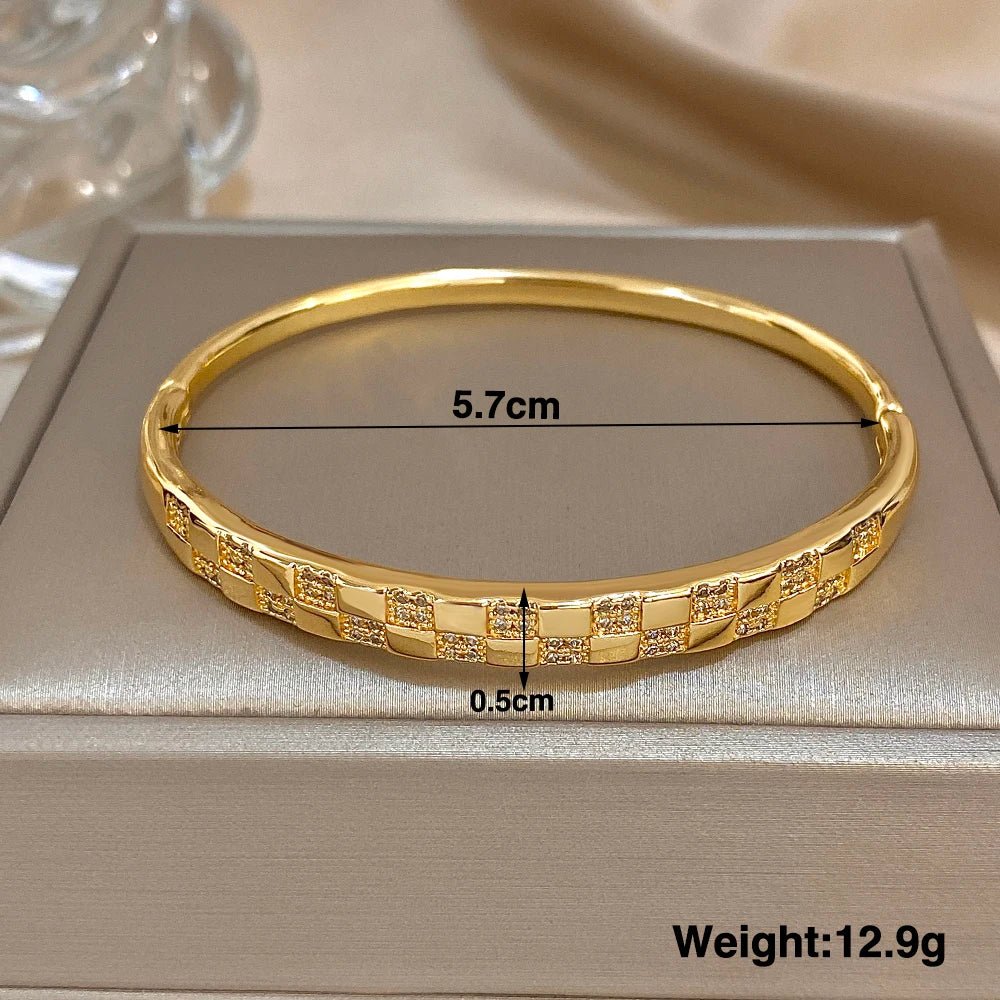Freetry Classic Zircon Hollow Out Heart Bangle for Women Plated Spring Bangle Cuff Bracelet Female Jewelry Gift Hand Decoration - Kenner House Emporium