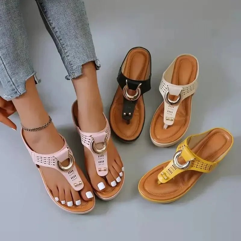 Summer Sandals Women 2025 Big Size Platform Wedges Sandals Slippers Non - Slip Open Toe Flip Flops Ladies Comfortable Beach Shoes - Kenner House Emporium