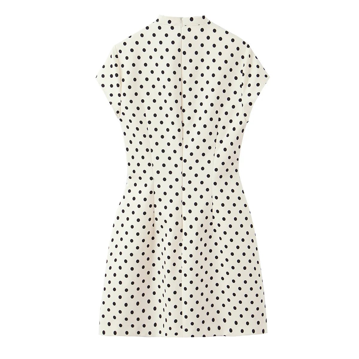 YENKYE New 2026 Women Bow Tie Short Sleeve Polka Dot Dress Sexy Pencil Mini Vestidos - Kenner House Emporium