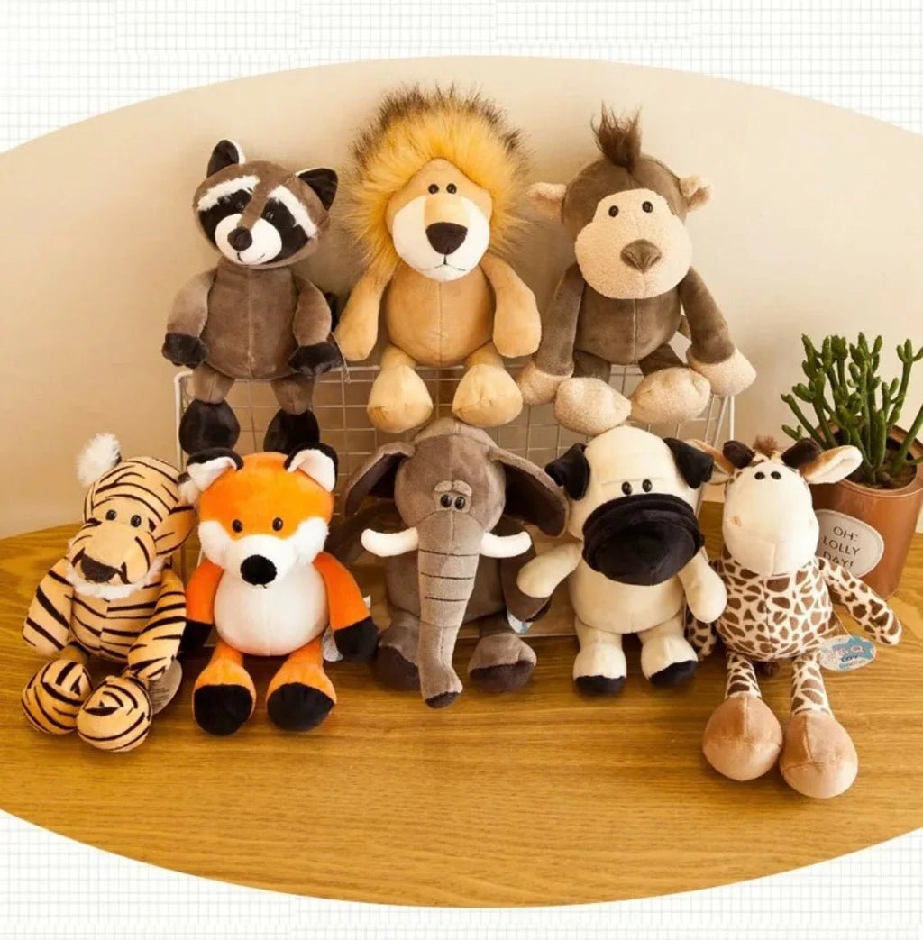 Jungle Animal Stuffed Toys Forest Animals Soft Plush Dog Zebra Elephant Lion Fox Giraffe Kid Playmate Doll Christmas Gifts - Kenner House Emporium
