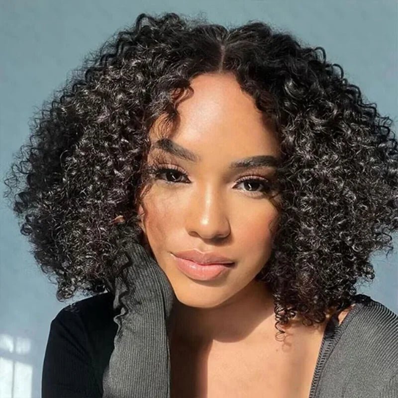 Glueless Bob Wig ISEE Hair Wear And Go Kinky Curly Lace Front Wig Human Hair Short Deep Curly Wigs PrePlucked Human Wigs - Kenner House Emporium
