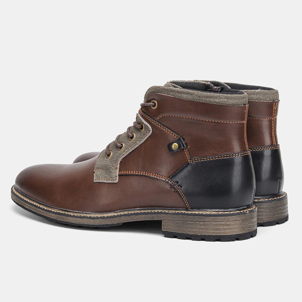 Dark Brown Men boots Spring British Style Leather Boots Retro Men Ankle Boots - Kenner House Emporium