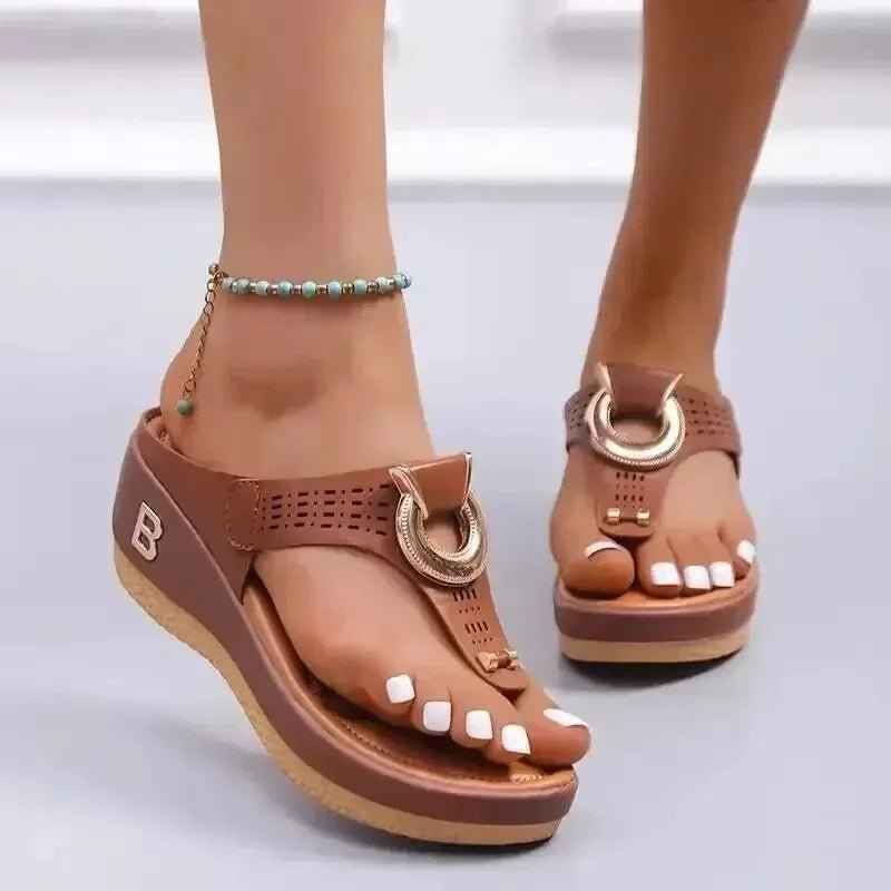 Summer Sandals Women 2025 Big Size Platform Wedges Sandals Slippers Non - Slip Open Toe Flip Flops Ladies Comfortable Beach Shoes - Kenner House Emporium