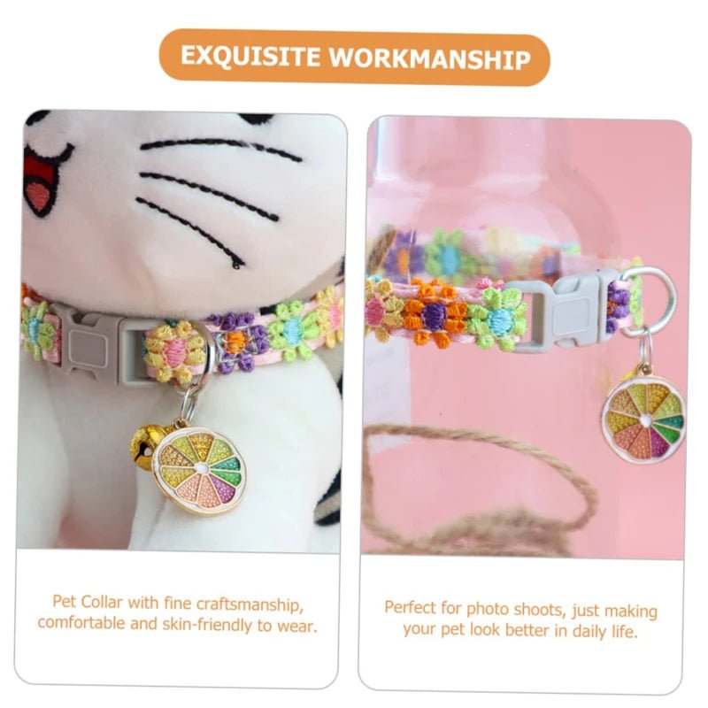 Pet Collar With Bell Cartoon Footprint Colorful Dog Puppy Kitten Collar Adjustable Safety Bell Ring Necklace Pet Accessories - Kenner House Emporium