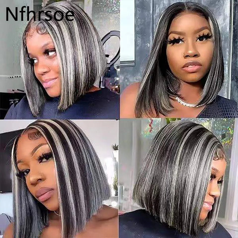 Human Hair Pre Plucked 180% Density Glueless Wigs Human Hair Straight 13X4 Lace Front Human Hair Wigs 60 Black Color Bob Wig - Kenner House Emporium