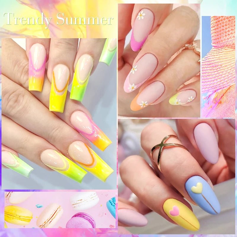 MEET ACROSS 8Pcs/Set Fluorescent Gel Nail Polish Summer Spring Colorful Laser Glitter Nail Art Gel Varnish Manicure For Nails - Kenner House Emporium