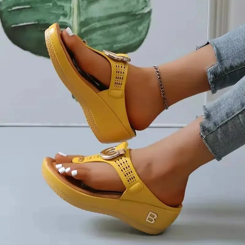Summer Sandals Women 2025 Big Size Platform Wedges Sandals Slippers Non - Slip Open Toe Flip Flops Ladies Comfortable Beach Shoes - Kenner House Emporium