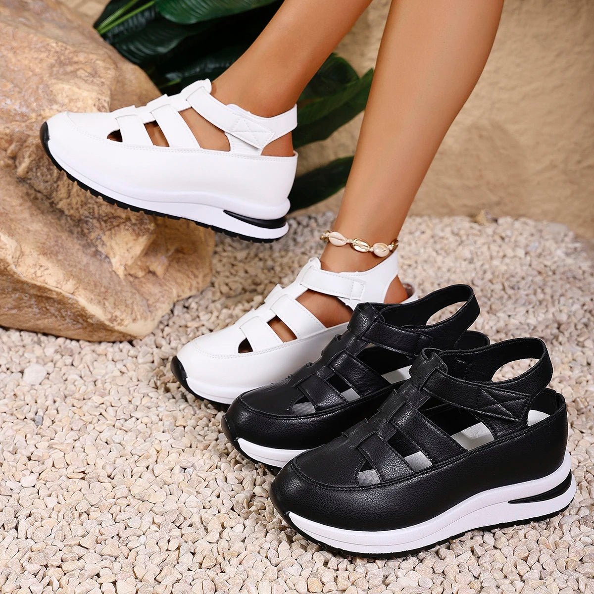 Women's Sandals Summer 2025 Shoes Platform Wedge High - heeled Gladiator Comfortable Casual New in Luxury White Round Toe on Offer - Kenner House Emporium