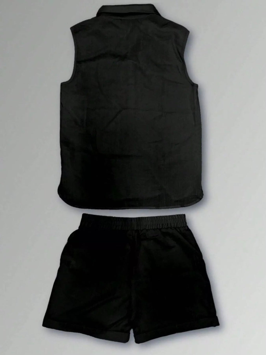 Men's Plus Size Casual Button Up Vest & Shorts Set - Kenner House Emporium