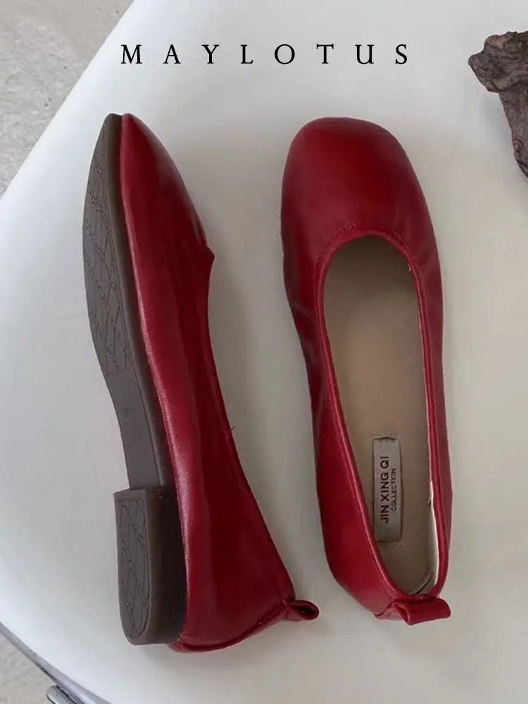 2026 Women Shoes Brand Designer Ballet Flats Woman Round Toe Japanned Leather Flats Vintage Narrow Band Loafers - Kenner House Emporium