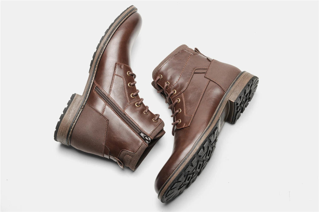 Dark Brown Men boots Spring British Style Leather Boots Retro Men Ankle Boots - Kenner House Emporium