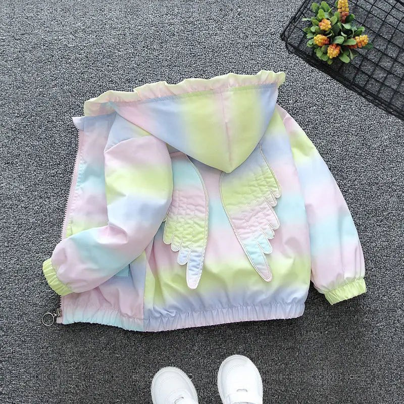 Spring Baby Girls Thin Jacket Korean Gradient Color Toddler Kids Jacket For Girls Coats Autumn Children Girls Hooded Trench Coat - Kenner House Emporium