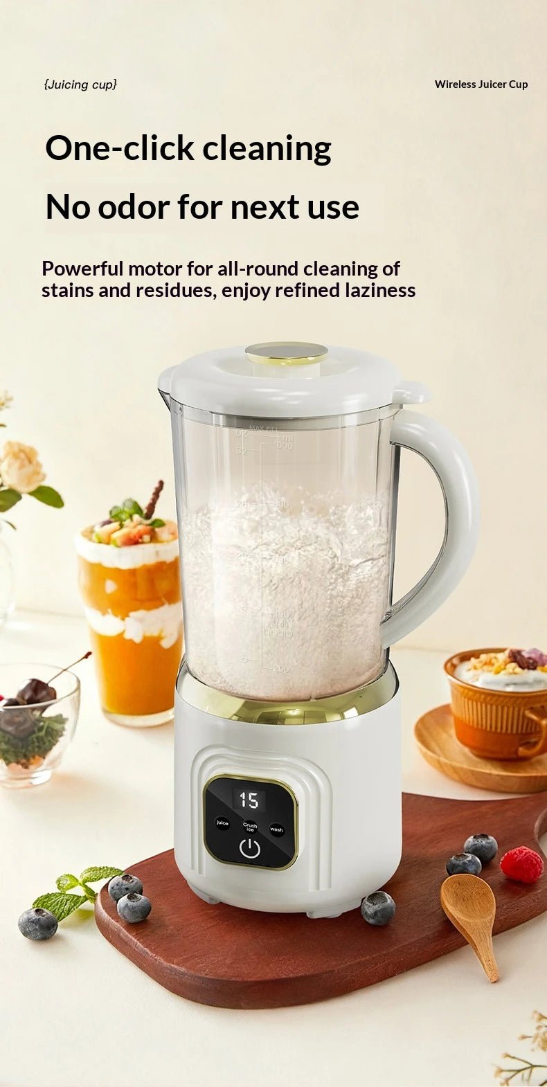 1000 ML Household Juicer Blender Dual - blade digital display juicer USB Rechargeable Ice Crusher Electric Fruit Juice Machine - Kenner House Emporium