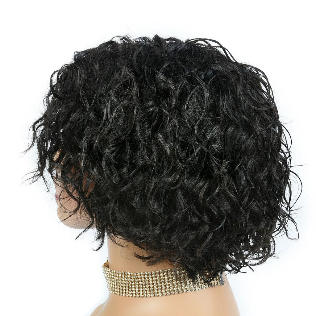 Curly Human Hair Wigs Full Machine Made Wigs For Woman Natural Color Pixie Cut Human Hair Wigs Pixie Cut Wigs HairUGo - Kenner House Emporium
