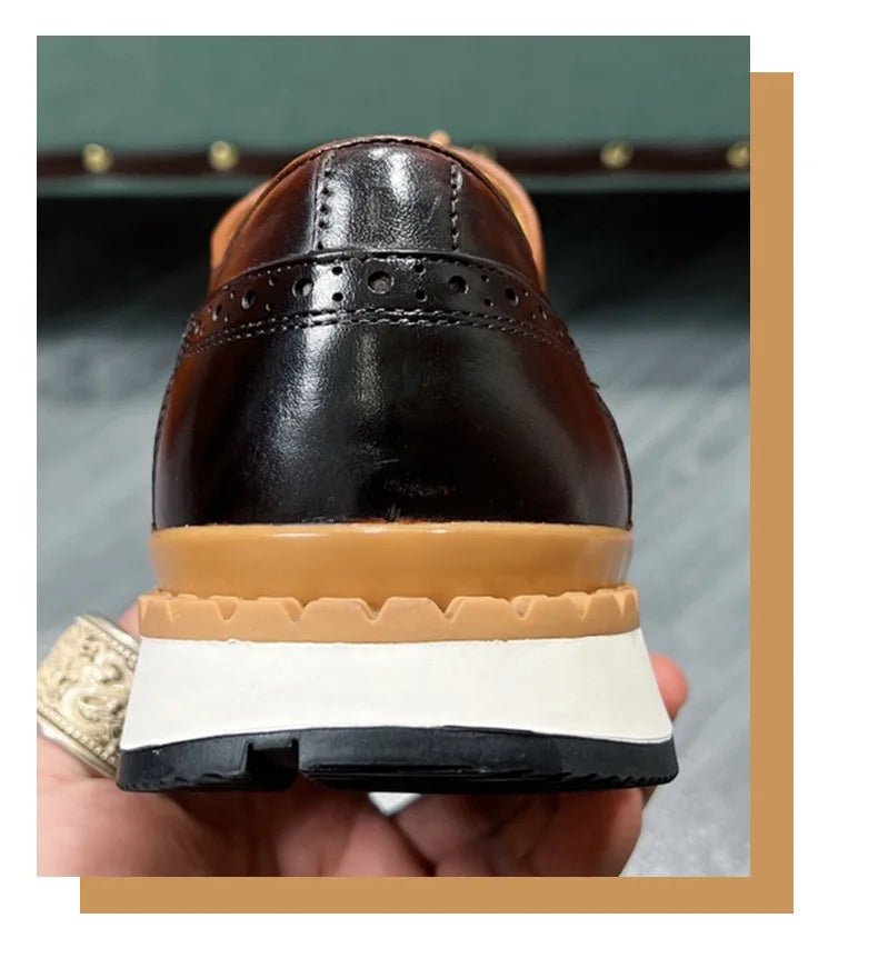 Spring Casual Shoes Men's Genuine Leather Anti - skid Sports Shoes Outdoor Walking Shoes Classic Pointed Breathable Leather Shoes - Kenner House Emporium