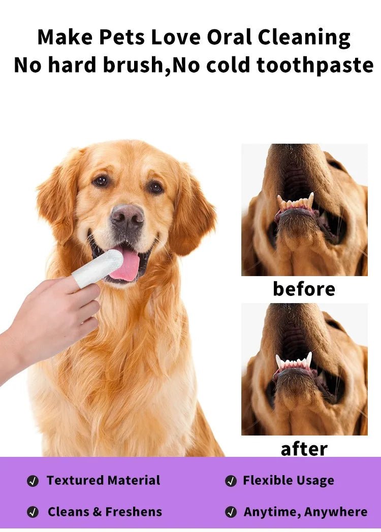 Pet cleaning products Disposable finger toothbrush Pet teeth cleaning finger covers wet wipes Dog and cat oral cleaning - Kenner House Emporium