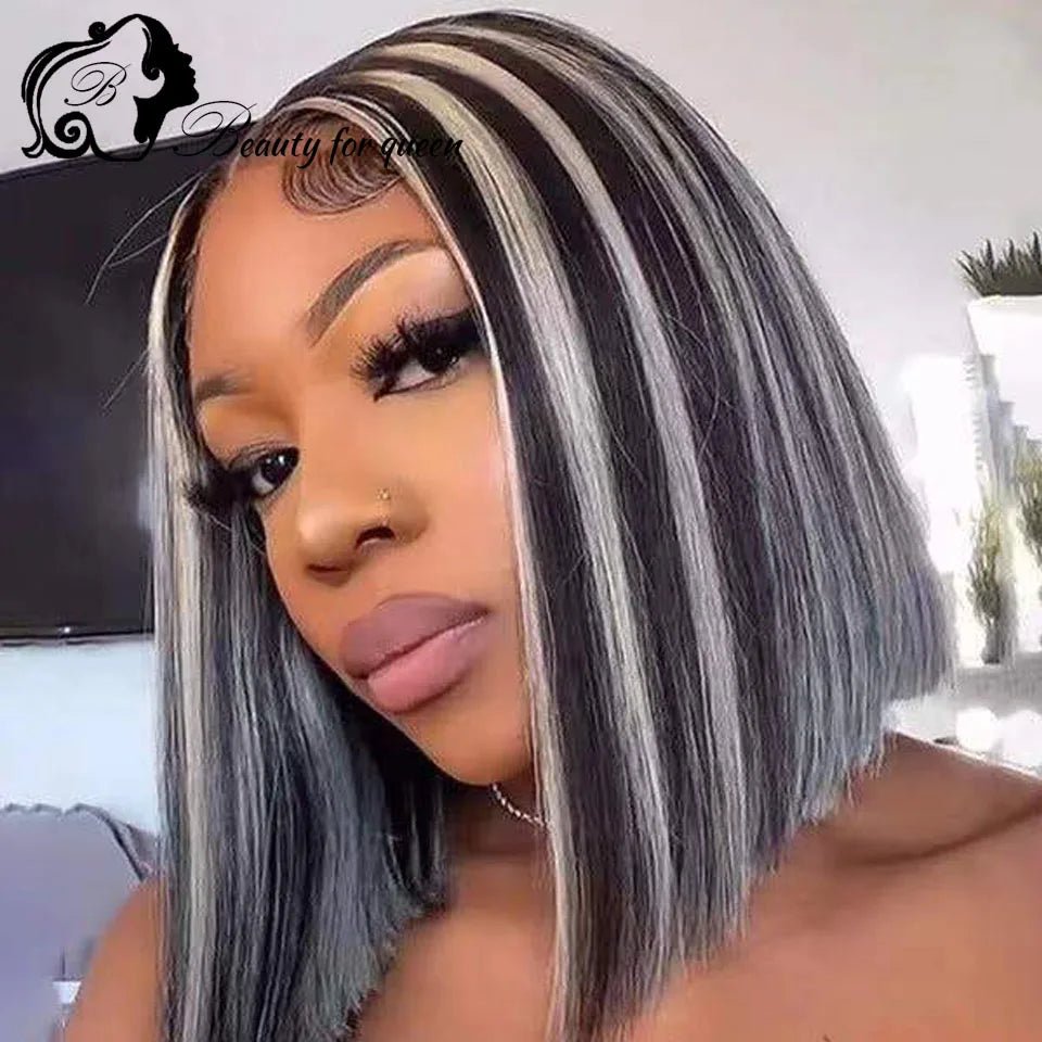 Human Hair Pre Plucked 180% Density Glueless Wigs Human Hair Straight 13X4 Lace Front Human Hair Wigs 60 Black Color Bob Wig - Kenner House Emporium