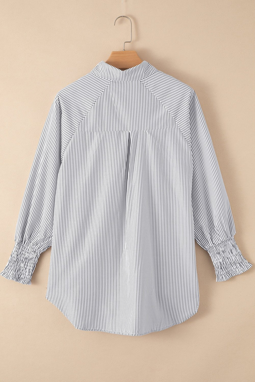 Black Striped Casual Shirred Cuffs Shirt - Kenner House Emporium
