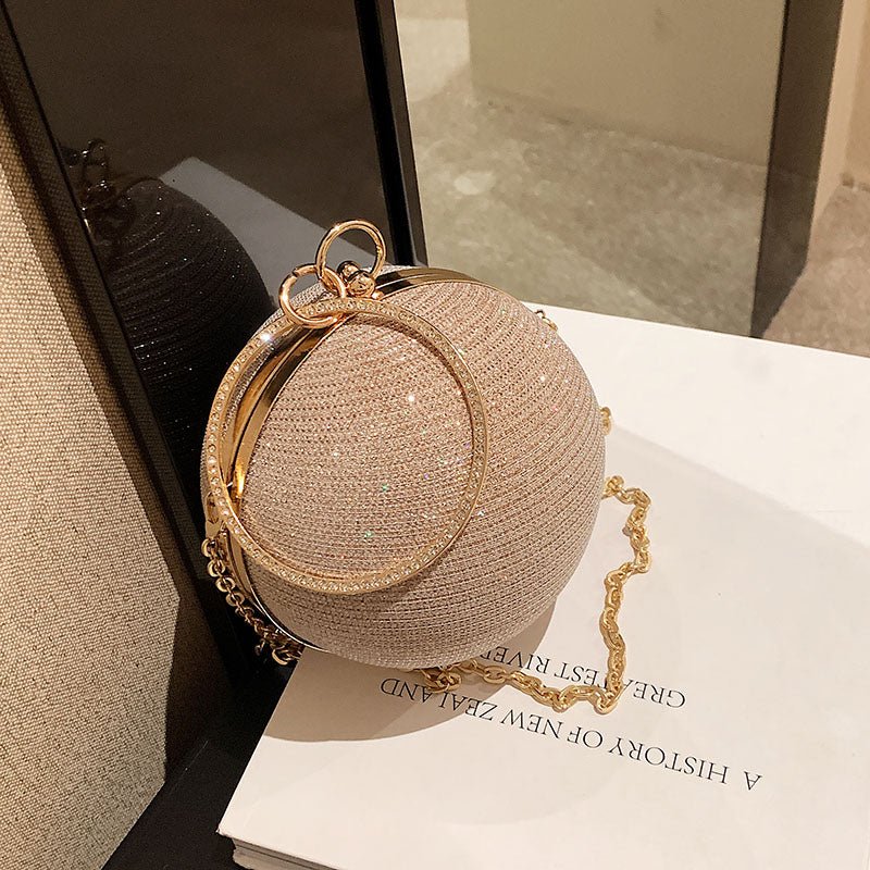 Light Luxury Spherical Bag Fashionable Versatile Round Ball Handbag, Shiny Evening Clutch, Women'S Classic Party Tote for Carnival Music Festival - Kenner House Emporium