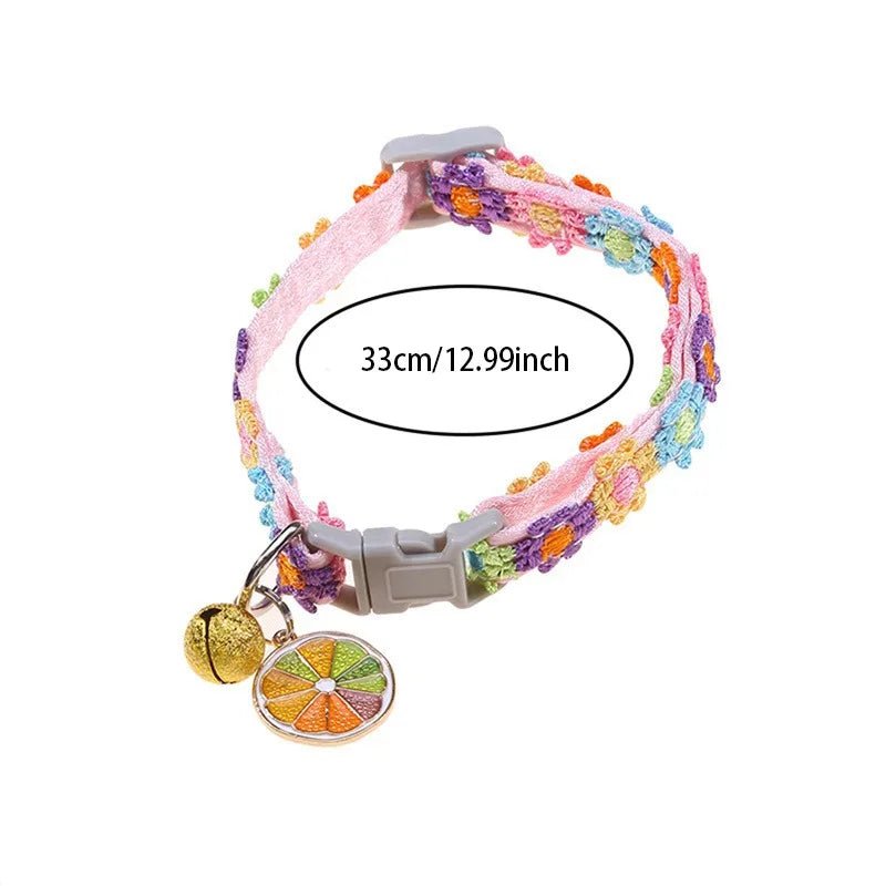 Pet Collar With Bell Cartoon Footprint Colorful Dog Puppy Kitten Collar Adjustable Safety Bell Ring Necklace Pet Accessories - Kenner House Emporium
