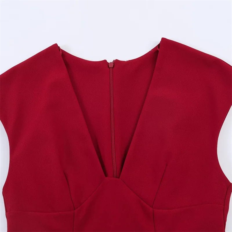 Women's Dress 2026 New Fashion Trend Multi - Color Sexy Elegant Party Deep V - Neck Chiffon Dress - Kenner House Emporium