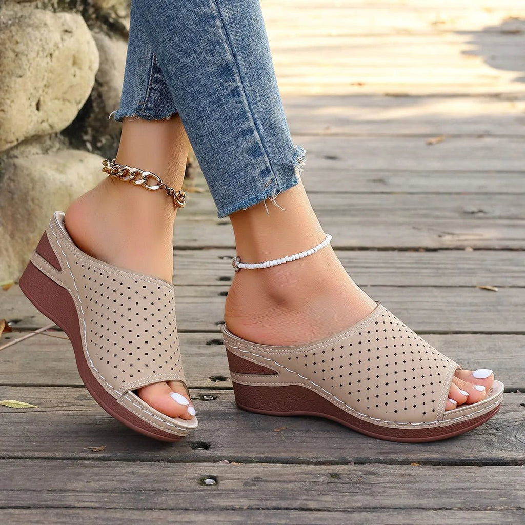 Sandals For Women 2025 Summer Dressy Women Shoes Thick Soled Wedge Sandals Fashionable One Foot Bohemian Beach Sandales Femmes - Kenner House Emporium