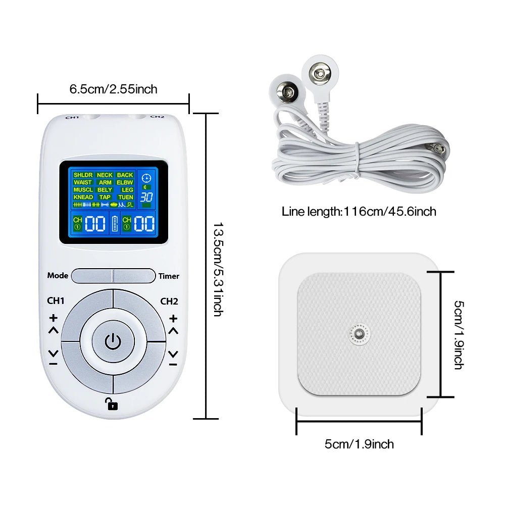 Electric Tens Relax Muscle Stimulator 12 Modes EMS Acupuncture Body Massage Digital Therapy Slimming Machine Electrostimulator - Kenner House Emporium