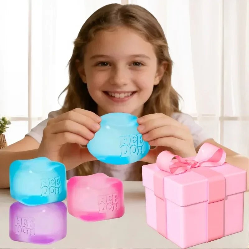 Squishy toys Nee Doh Jellyfish & Cube Squish Toy, Soft Jelly Squeeze Stress Relief Fidget Toy, Sensory NeeDoh for Kids & Adults - Kenner House Emporium