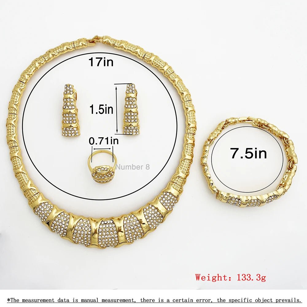 Dubai Jewelry Set For Women 18K Gold Plated Luxury Necklace Earrings Bracelet And Ring Set Jewelry For Wedding Party Trending - Kenner House Emporium