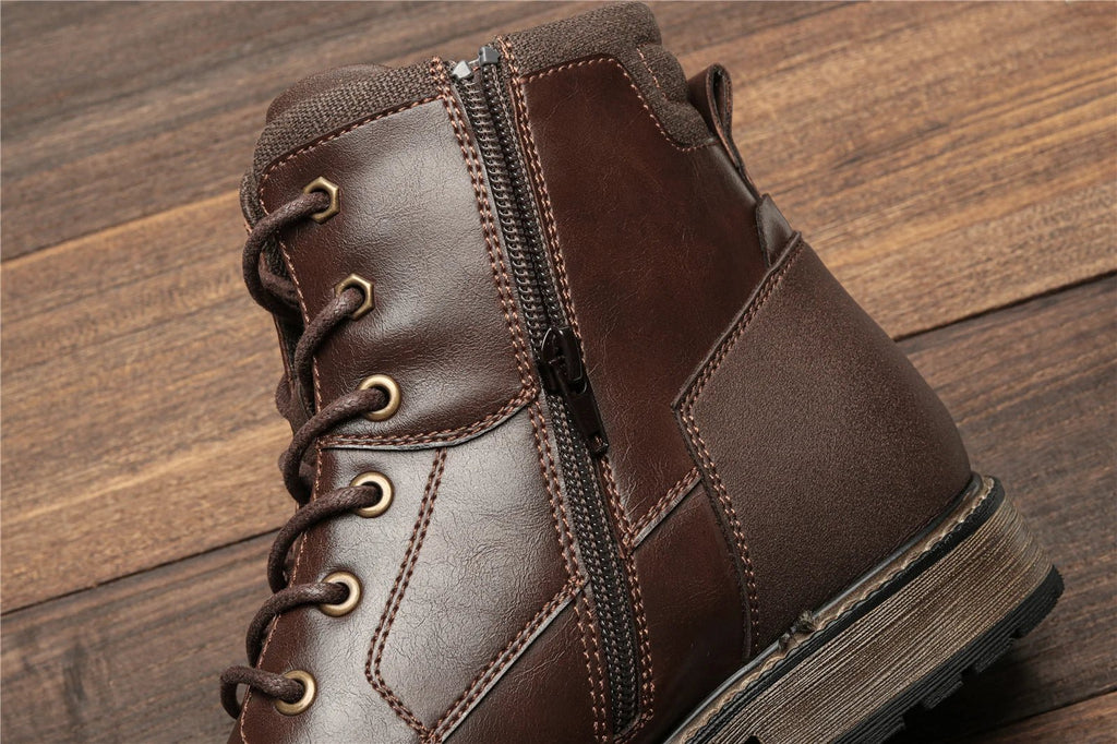 Dark Brown Men boots Spring British Style Leather Boots Retro Men Ankle Boots - Kenner House Emporium