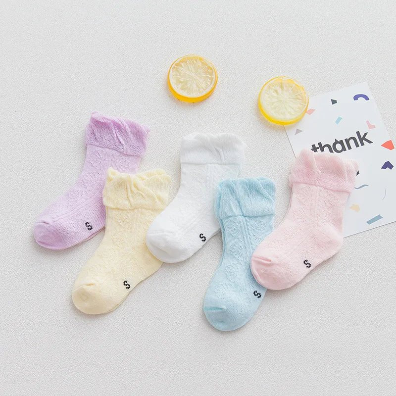 5 Pairs/lot 0 to 7 Years Spring Summer Thin Mesh Socks For Girls Boys Cute Animal Children's Thin Sock Baby Newborn Short Socks - Kenner House Emporium